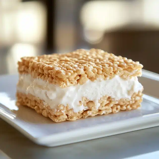 Rice Krispie Ice Cream Sandwich: The Best Easy No-Bake Recipe 15 Served rice krispie ice cream sandwich on a plate