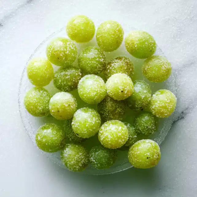 Frozen sugared grapes for warhead fruit riot recipe top view Frozen sugared grapes for warhead fruit riot recipe top view