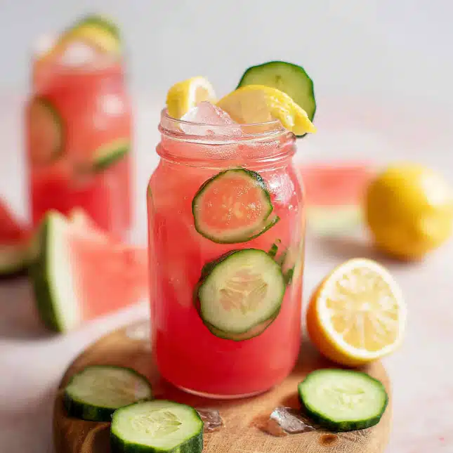 watermelon-cucumber-lemone Watermelon cucumber lemon water in pitcher