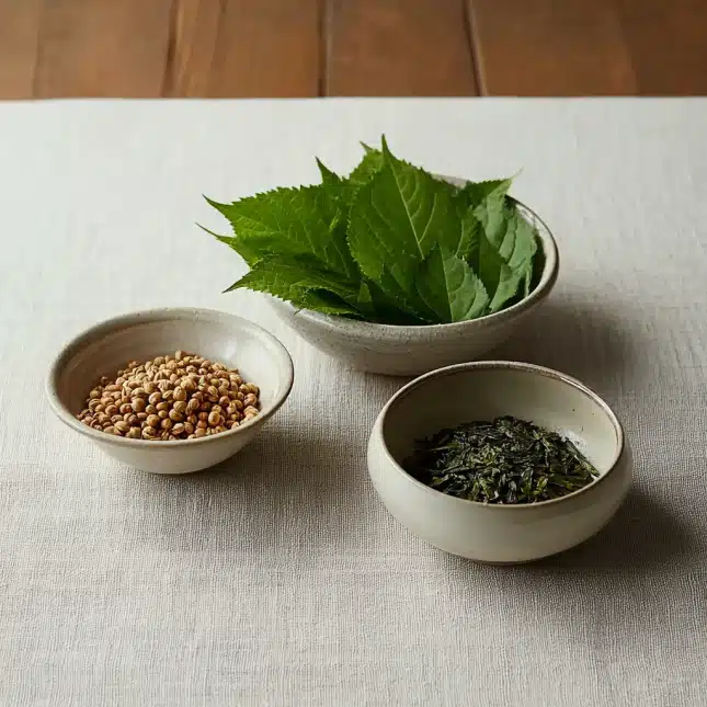 guruko-tea-herbs-ingredients Guruko tea recipe ingredients roasted barley mulberry amacha
