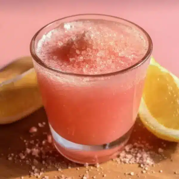 pink-salt-diet-recipe Icy pink salt diet recipe topped with Himalayan salt crystals and lemon slices