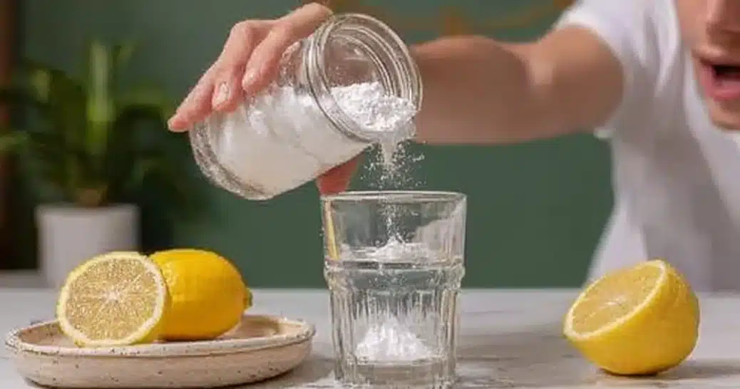 baking soda trick for men mixing powder into water with lemon