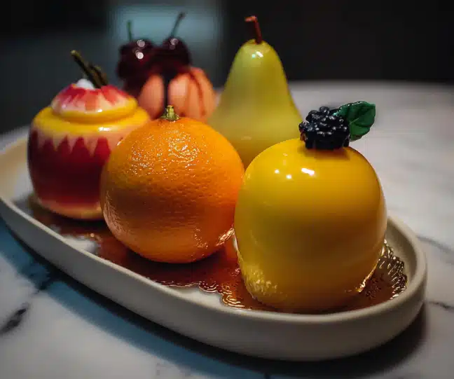 fruit shaped desserts lemon mousse