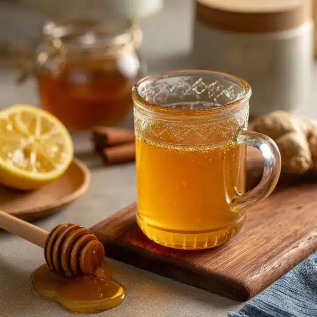 Honey trick recipe warm drink with lemon and raw honey