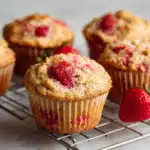Strawberry protein muffins fresh from the oven