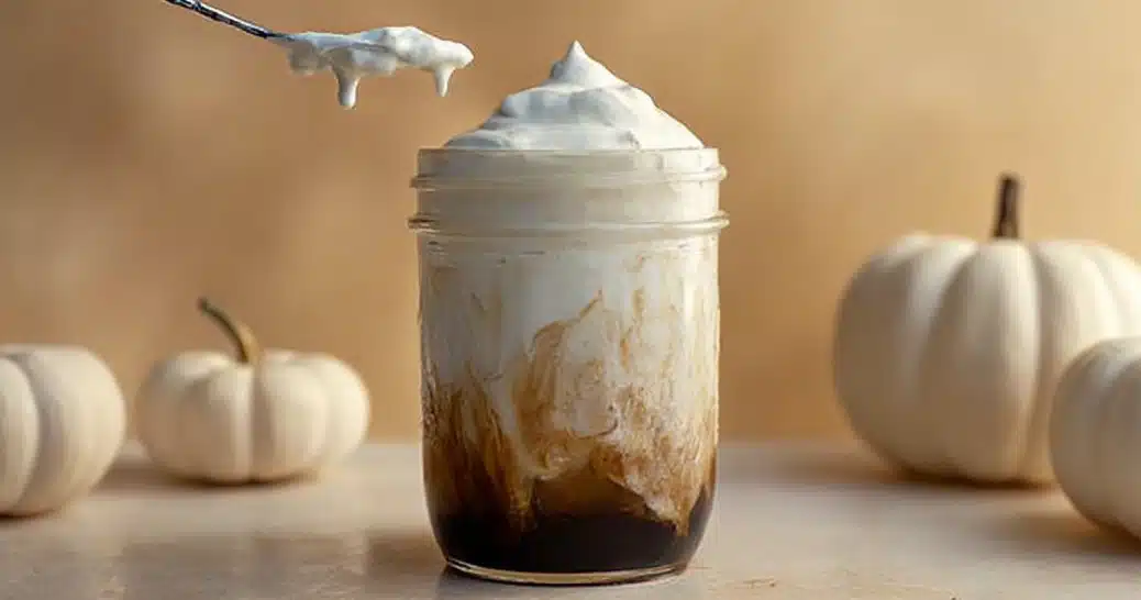 sweet-cream-cold-foam-mason-jar Sweet cream cold foam topping iced coffee in mason jar