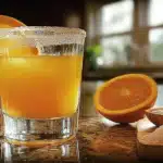 Viral cortisol cocktail in a glass with orange juice and minerals