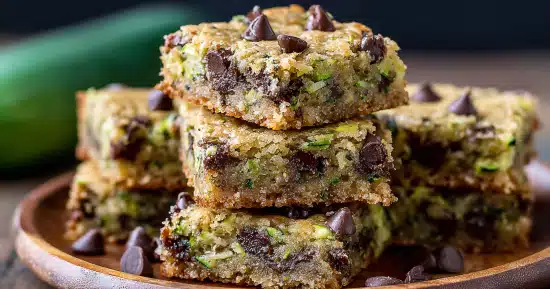 chocolate chip zucchini bars on tray
