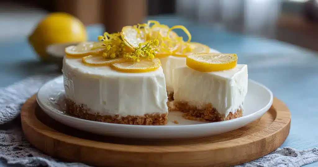 No Bake Cheesecake with Agar: The Ultimate Gelatin-Free Dessert Guide 7 classic no bake cheesecake with agar topped with lemon slices