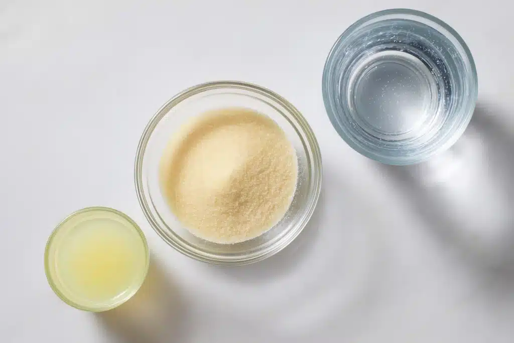 Ingredients for clear gelatin recipe