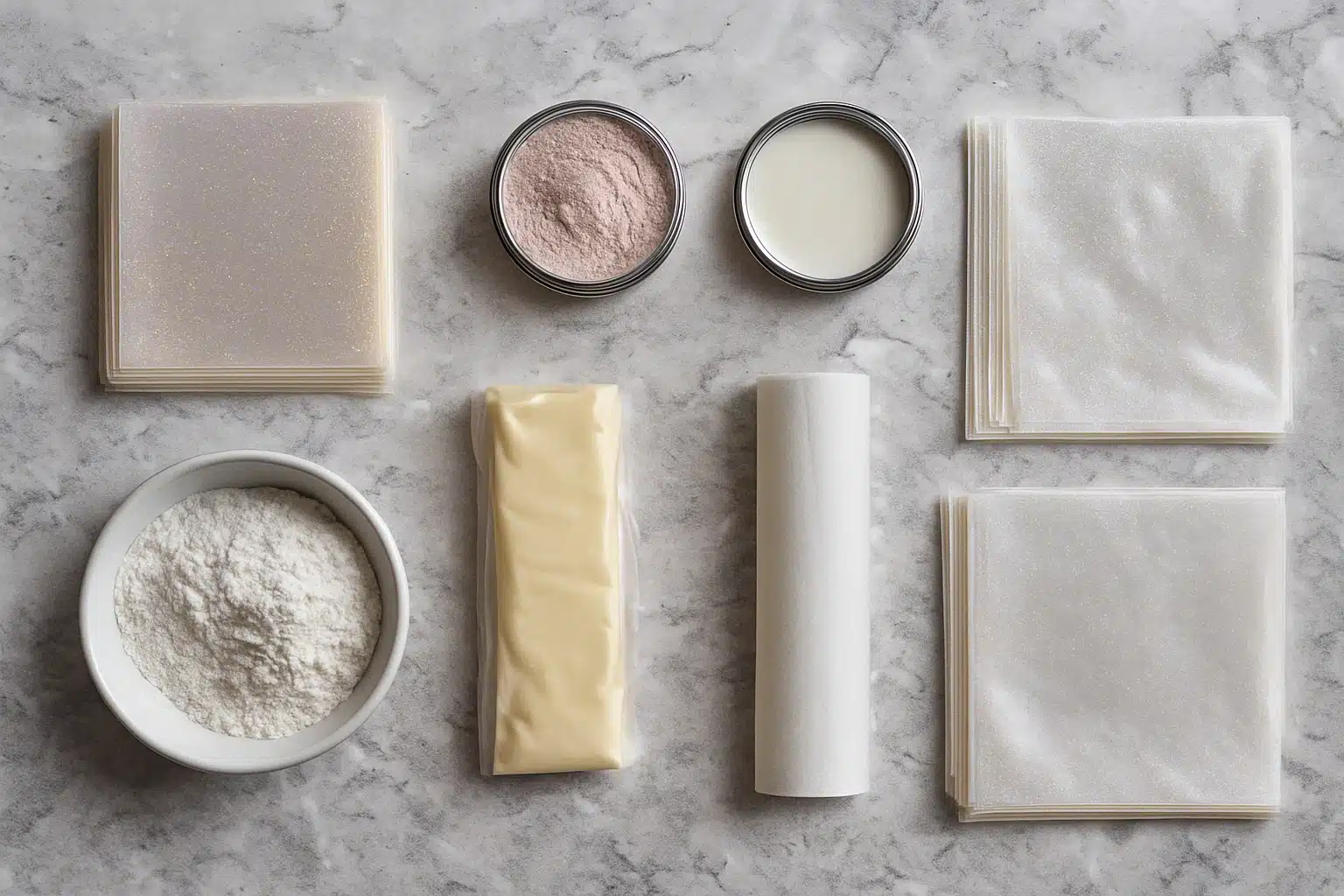 Gelatin sequins ingredients laid out