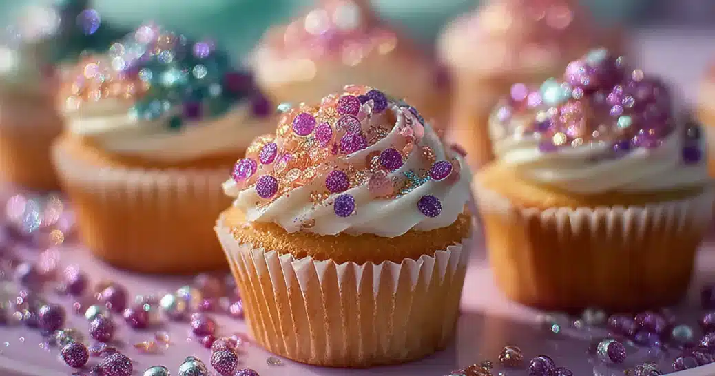 cupcakes decorated with edible gelatin sequins recipe