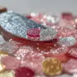 edible gelatin sequins recipe close-up on acetate sheet