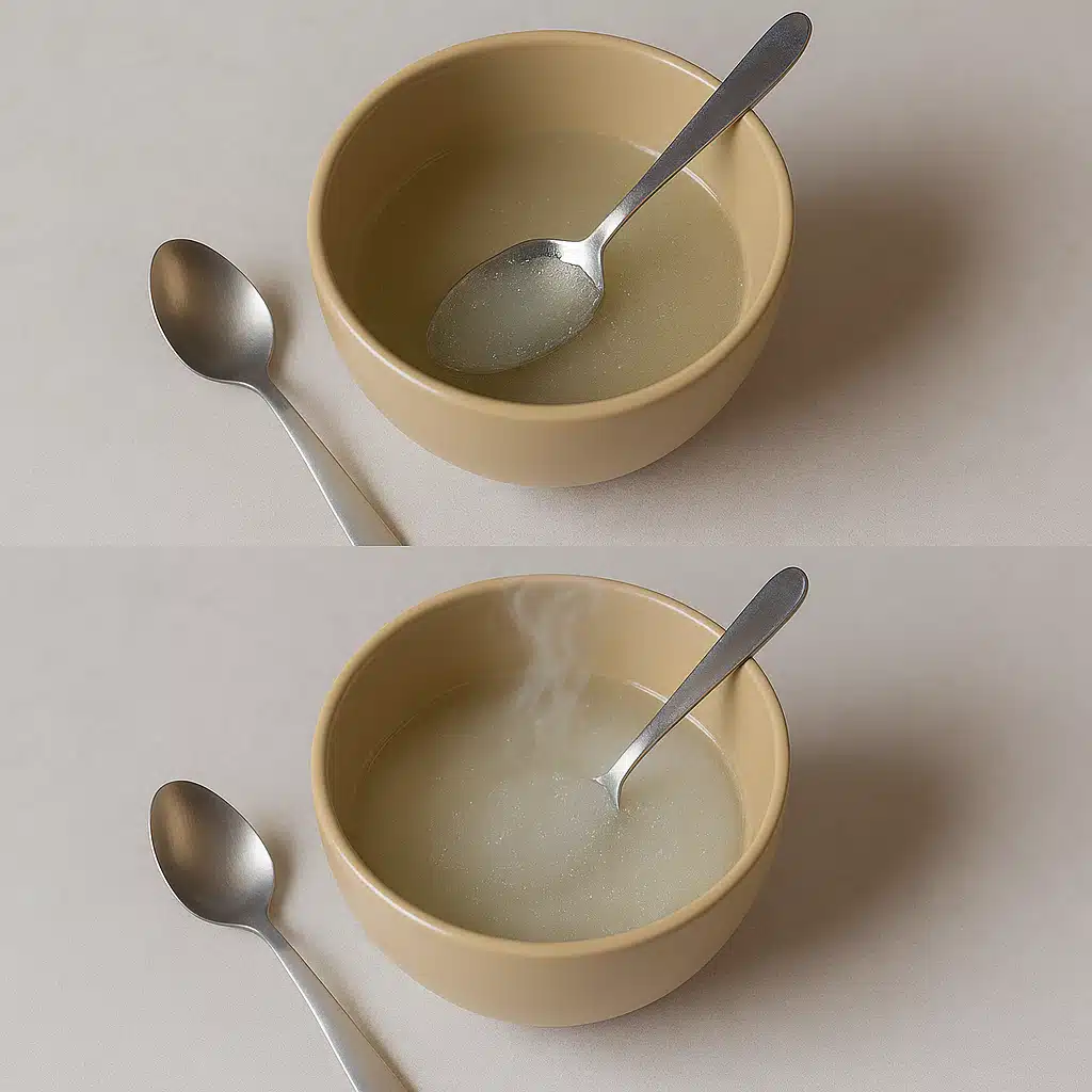 Dissolving gelatin in hot water for the gelatin trick for weight loss recipe