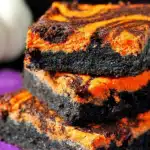 Halloween Cream Cheese Swirl Brownies close-up spooky dessert