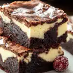 irresistible cheesecake brownies a decadent delight on a marble plate