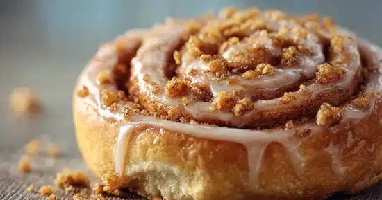 Cinnamon roll with crunchy sugar topping for national cinnamon roll day recipes