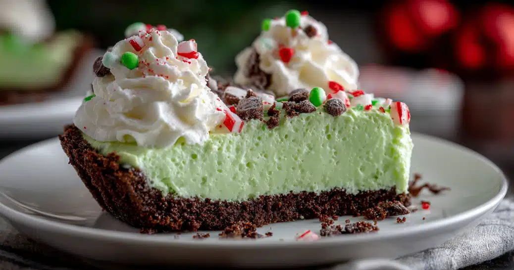 no-bake-grinch-christmas-cheesecake no bake grinch christmas cheesecake on platter