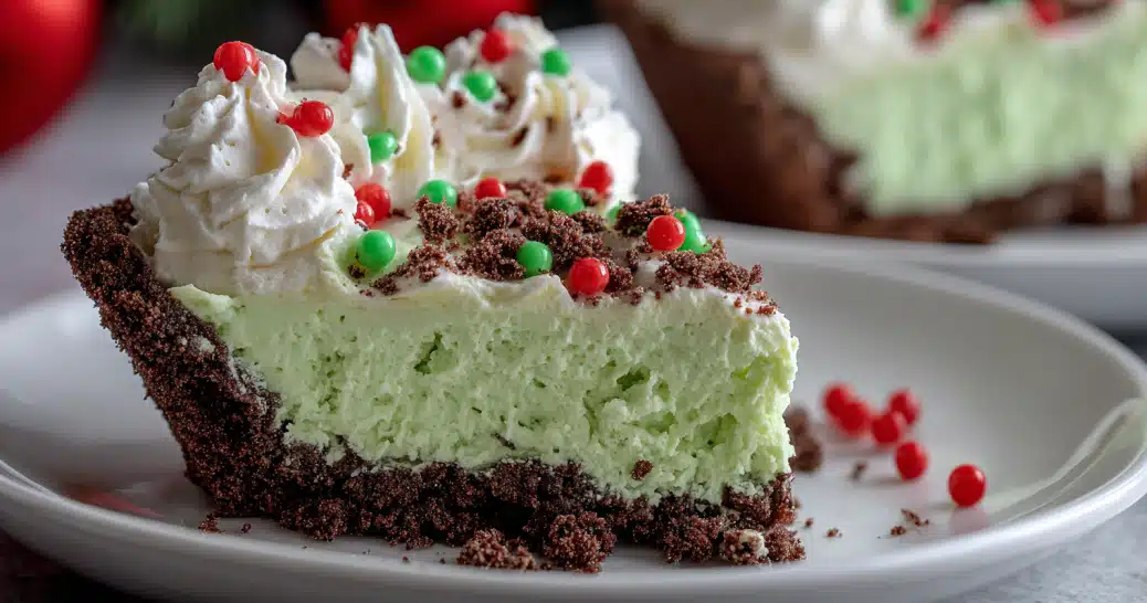 No Bake Grinch Christmas Cheesecake Recipe That Everyone Will Love 2 no bake grinch christmas cheesecake with red heart candy