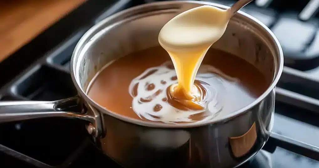 Pink Salt Caramel Sauce: The Ultimate Guide to a Sweet-Salty Delight 5 Butter and cream blending into pink salt caramel sauce