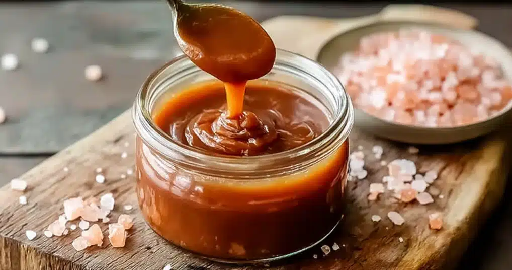 Pink Salt Caramel Sauce: The Ultimate Guide to a Sweet-Salty Delight 3 pink salt caramel sauce dripping from spoon into jar