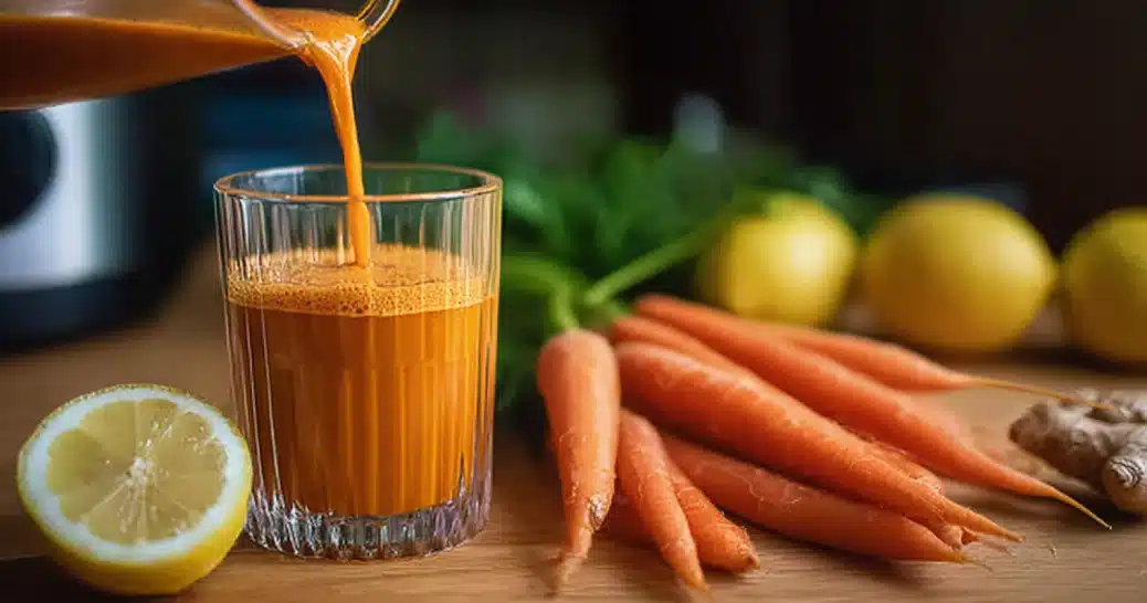 pouring-lemon-carotene-cleanse-recipe-juice pouring lemon carotene cleanse recipe juice into glass