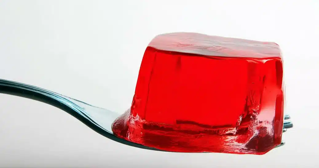 What is gelatin red cube on a fork