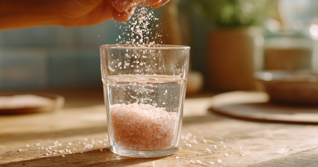 adding pink salt to apple cider vinegar baking soda recipe