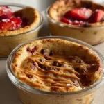 Delicious baked protein pancake bowls ready for meal prep, no banana needed.