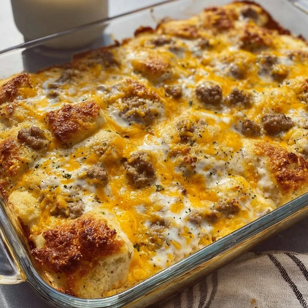 Biscuits and Gravy Breakfast Casserole