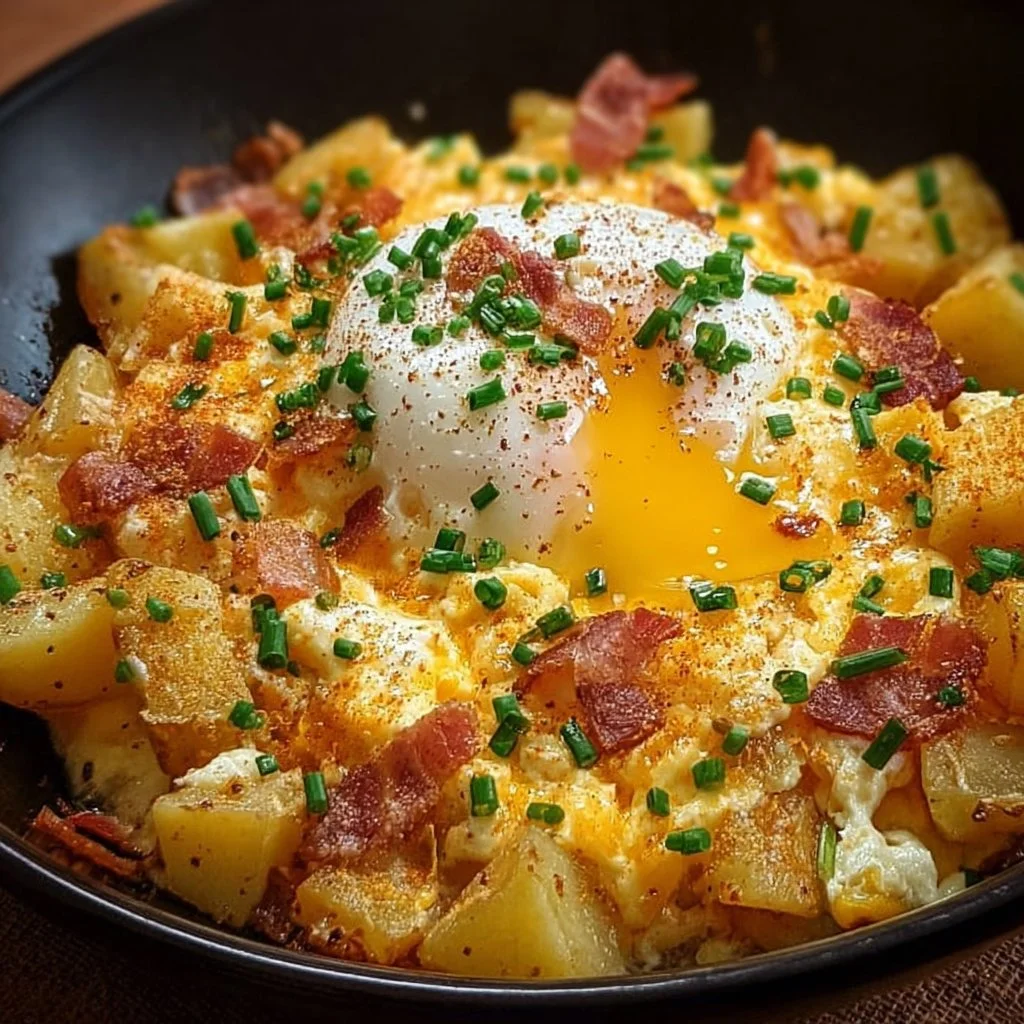 Cheesy Potato Egg Scramble