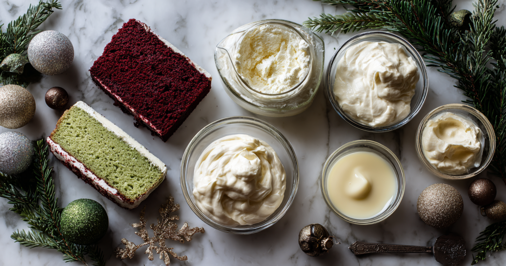 Christmas Trifle Dessert Ingredients Flat Lay