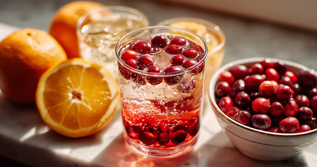 thanksgiving cranberry spritzer ingredients on table
