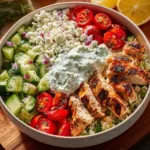Greek Chicken Bowl with fresh ingredients and spices