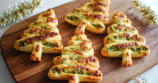 Cheesy Basil Pesto Puff Pastry Christmas Tree