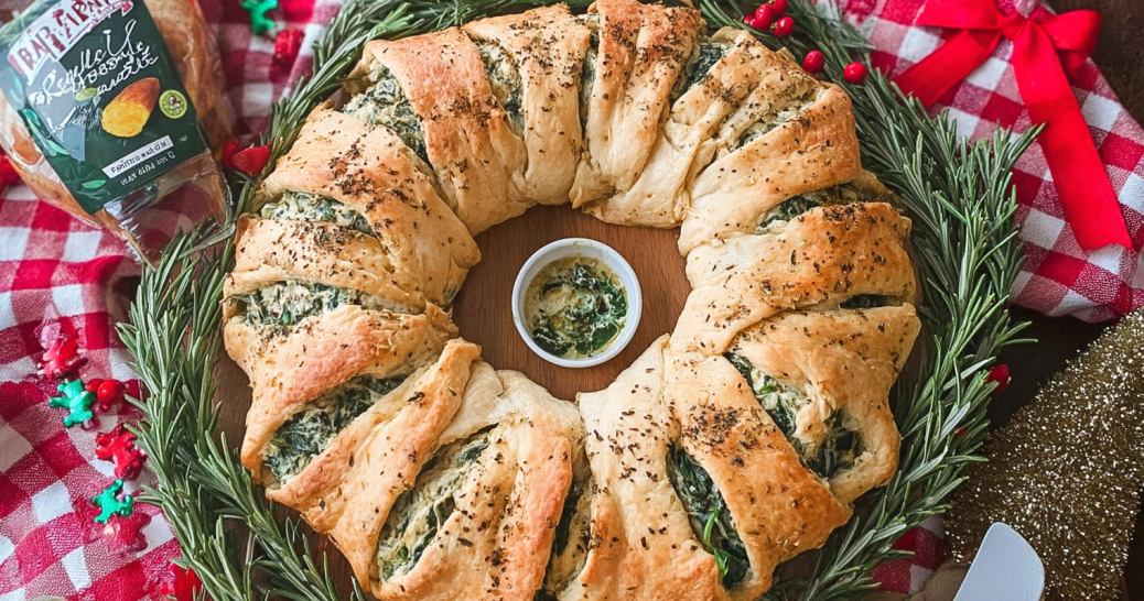 Garlic Butter Spinach Dip Wreath