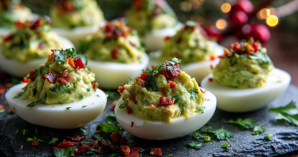 Guacamole Christmas Deviled Eggs