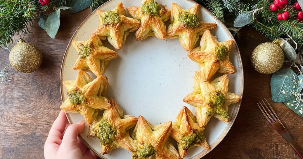 Mini Pesto Puff Stars for Christmas Platters