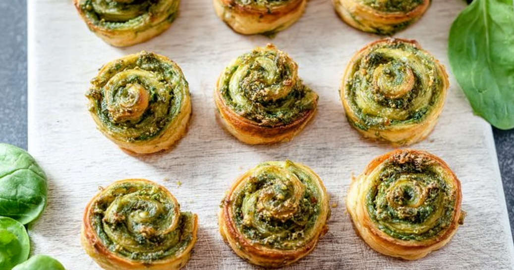 Spinach Basil Pesto Pinwheels Recipe