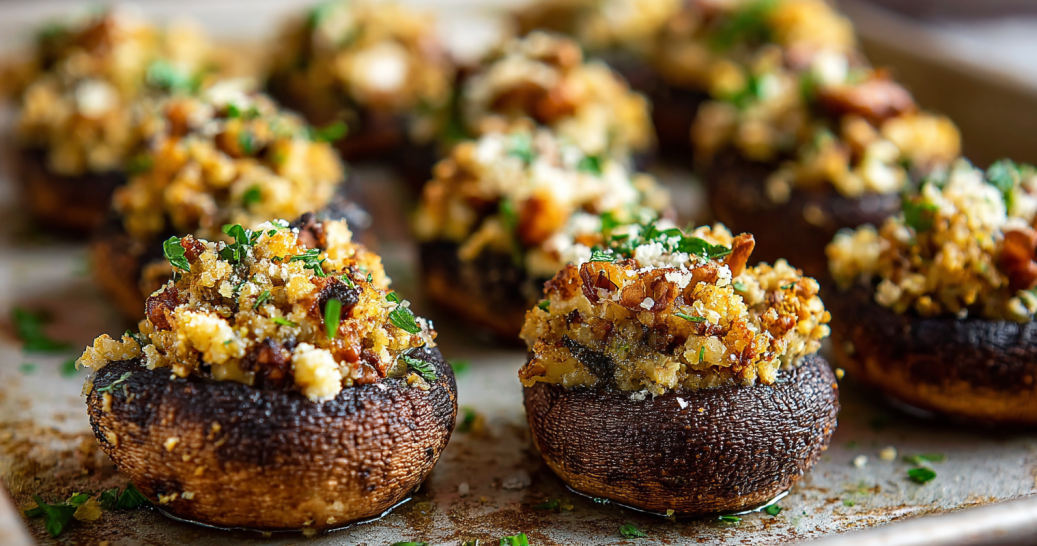 Vegan Walnut Stuffed Mushrooms Recipe