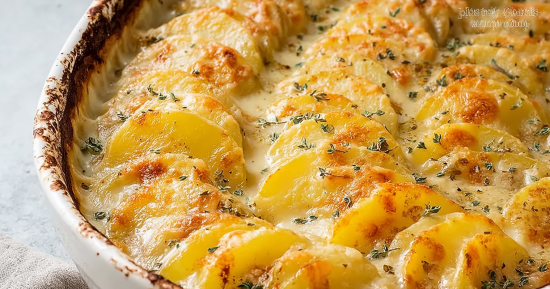 Scalloped Potatoes with Caramelized Onions and Gruyere