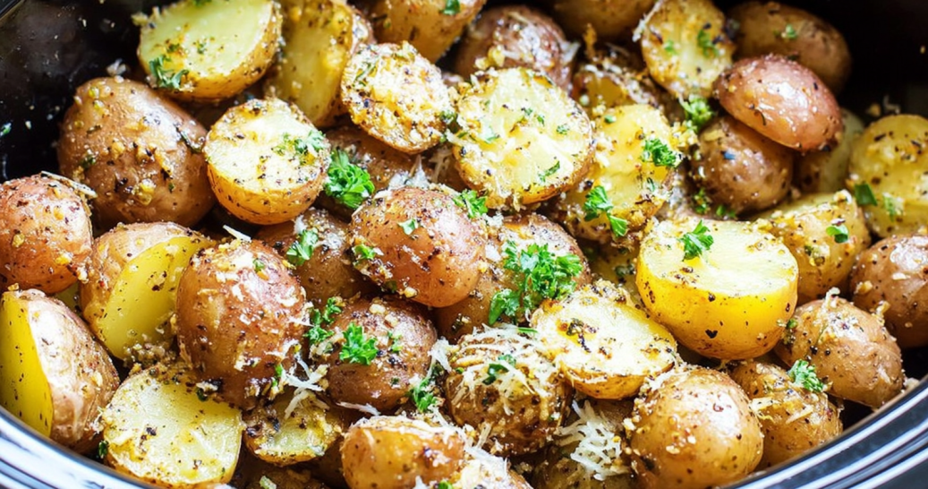 Slow Cooker Garlic Parmesan Potatoes