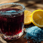 Horse salt trick blue salt drink made with Persian blue salt and beetroot powder.
