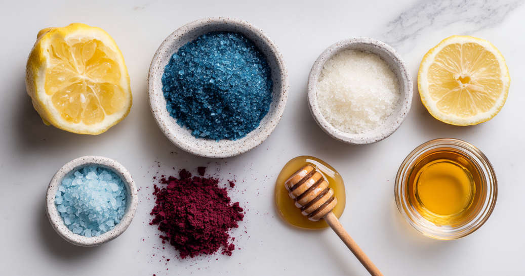 Ingredients used to prepare the horse salt trick drink.