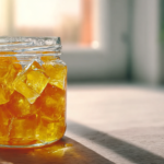 Ice and gelatin weight loss trick in a glass jar before meal