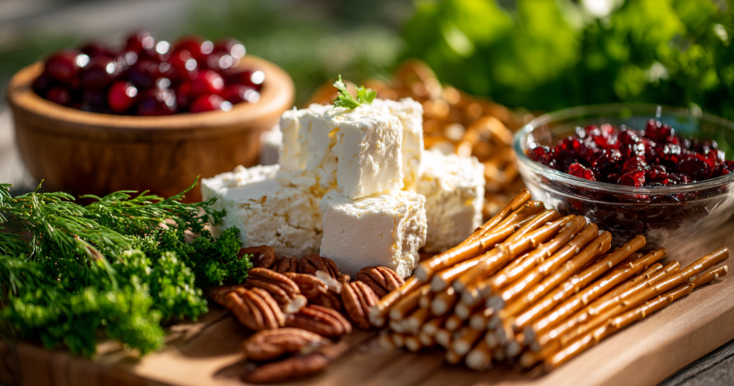 Ingredients for bite-sized Christmas tree appetizers