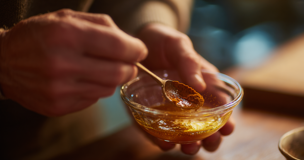 Mixing the canaan honey trick paste with raw honey and spices
