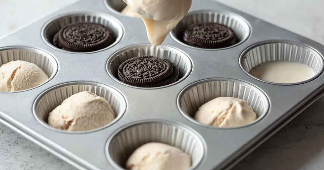 How to make 3 ingredient frozen Oreo mud pies step by step