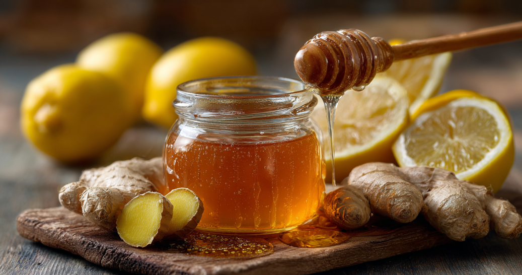 Raw Canaan honey with lemon and ginger for recipe variations
