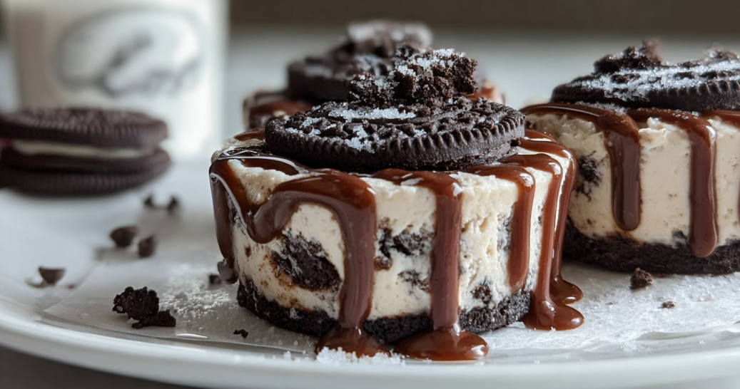 3 ingredient frozen Oreo mud pies served at a party